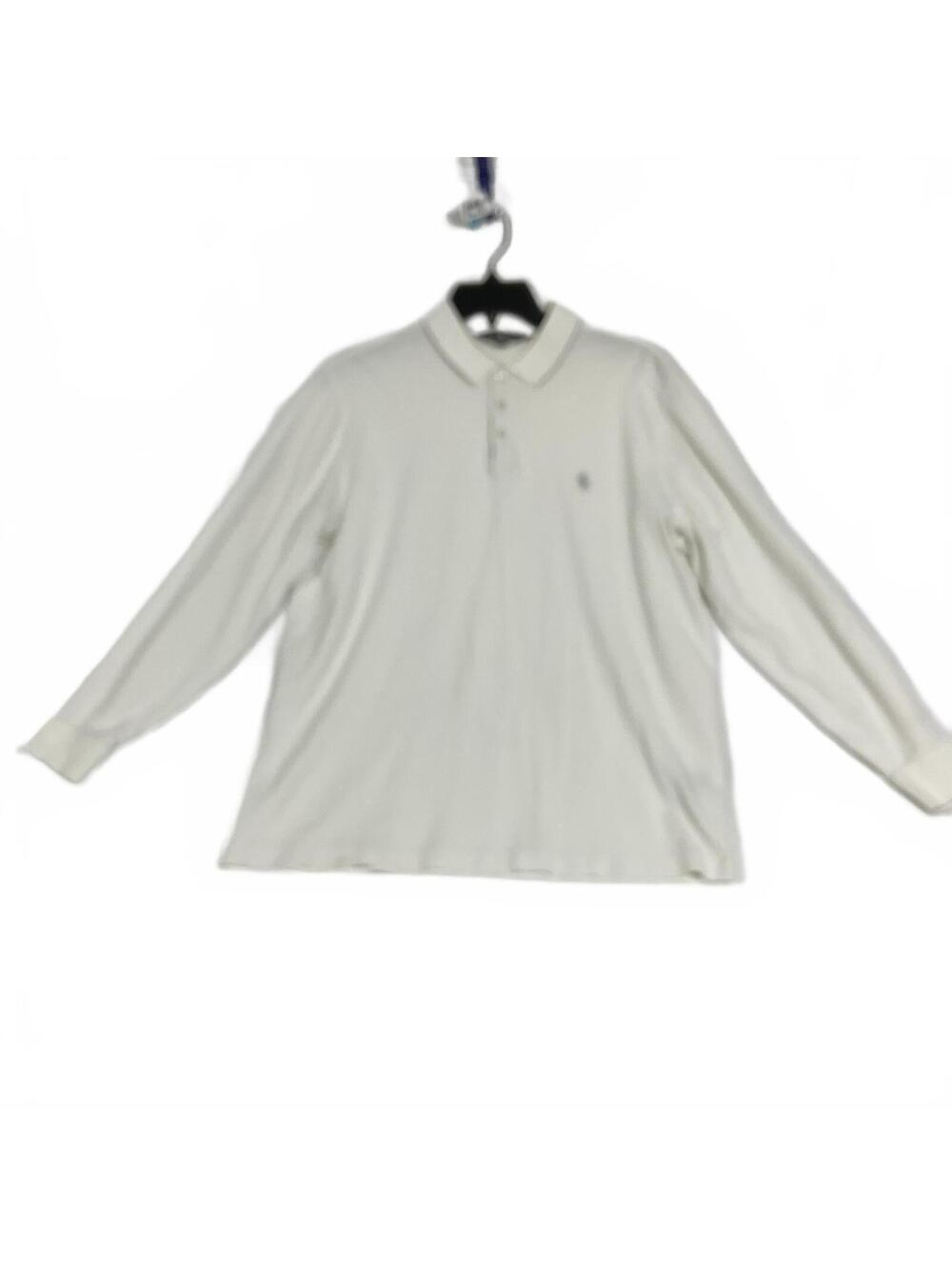 Hart Schaffner Marx Men's Long Sleeve Polo Shirt Medium White b34